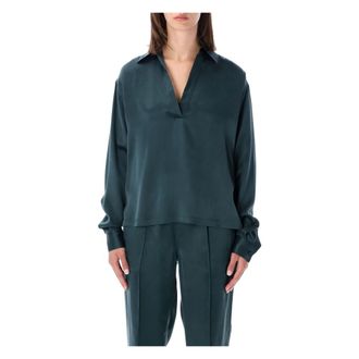 Tom Ford Zijden Blouse met Diepe V-hals - Dames - Blouses & Shirts - Groen - Maat: 2XS Zijde