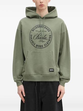 Neighborhood circular-logo hoodie - men - Cotton - L - Green