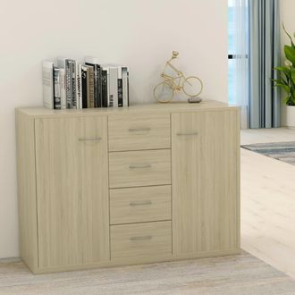 vidaXL Vidaxl - Aparador De Madera Contrachapada Color Roble Sonoma 88x30x65 Cm