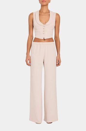 Amanda Uprichard Mariko Wide Leg Pants In Bone