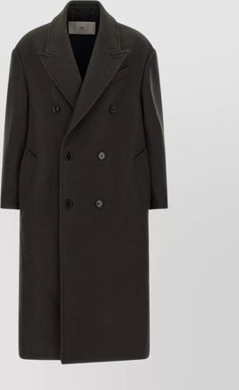 Ami double-breasted coat featuring notched lapels
