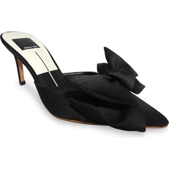 Dolce Vita Kayli Bow Pointed Toe Mule in Onyx Satin at Nordstrom Rack, Size 9