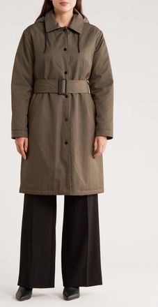 Bernardo Hooded Raincoat in Olive at Nordstrom, Size Xx-Large