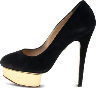 Charlotte Olympia suede heeled pumps - Black