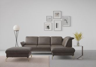 Sit&more Ecksofa »Fashion L-Form« wahlweise mit Kopfteilverstellung, Vorziehsitz, motorisch, Nickelfüsse