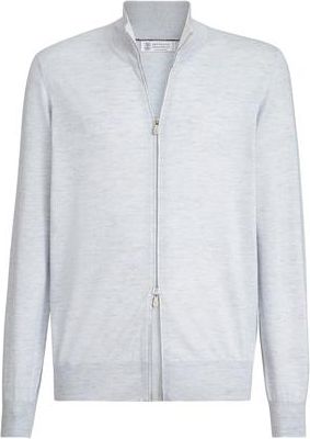 Brunello Cucinelli Cashmere and silk cardigan in Pale Blue at Nordstrom, Size 54 It