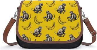 Generic Monkey And Bananas Small Womens Crossbody Bags Shoulder Handbag with Adjustable Strap for Travel