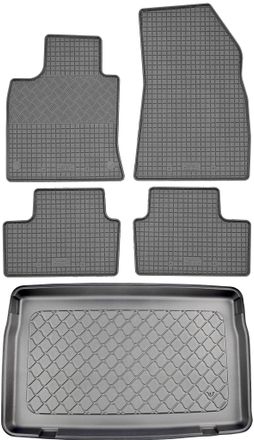 OEM Renault Clio V Hatchback (5 Puertas) Desde Septiembre De 2019. Juego: Alfombrillas De Goma Para Coche + Alfombrilla Para Maletero