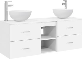 vidaXL Juego De Muebles De Ba&ntilde;o 3 Uds. Blanco 49,5 X 41 X 64,5 Cm Vidaxl