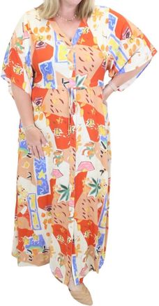 Entro Abstract Button Down Maxi Dress In Multicolor