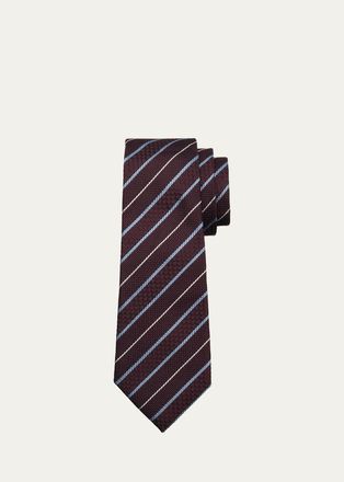 Ermenegildo Zegna Mens Jacquard Stripe Silk Tie