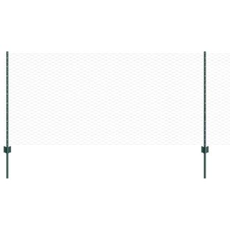 Berkfield Home Fence Posts 11 pcs U-Channel Green 120 cm Steel, Hexagon Fence Gr