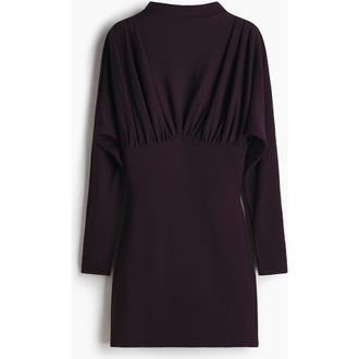 H&M Gathered Turtleneck Dress in Plum Purple at Nordstrom, Size Xx-Large