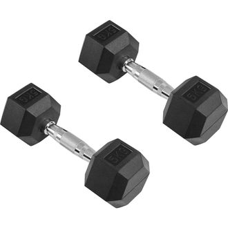 Yaheetech Homevive Juego De Mancuernas Hexagonales De 5 Kg Juego De 2 Pesas Antideslizantes Con Revestimiento De Goma Para Gimnasio En Casa Negro