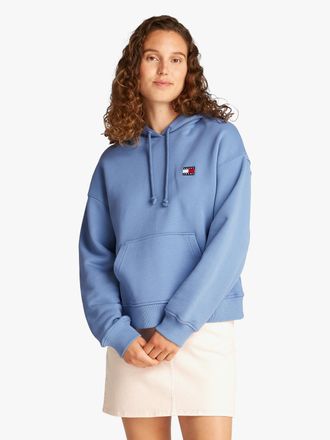 Tommy Jeans Hoodie TOMMY JEANS TJW BXY BADGE HOODIE EXT, Damen, Gr. XL (42), blau (colorado blau), Sweatware, Obermaterial: 100% Baumwolle, unifarben, bequem h&uuml;ft