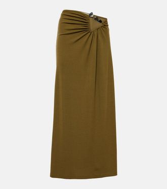 CHRISTOPHER ESBER Tri Crystal Stone ruched maxi skirt