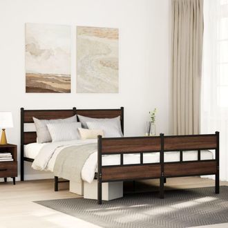 Berkfield Home Metal Bed Frame without Mattress Brown Oak 160x200 cm