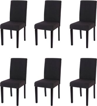 Hhg nunca usado] Lote de 6 sillas de comedor Silla de cocina Littau, textil, negro, patas oscuras