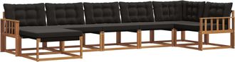 vidaXL Conjunto De Sof&aacute;s De Exterior 7 Uds. Natural Y Negro Vidaxl