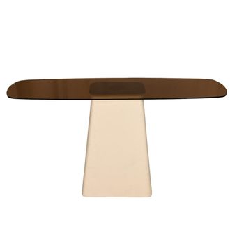 Moloo Consola en cristal ahumado y metal marfil