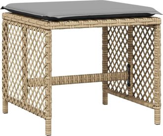 vidaXL Sgabelli Giardino Cuscini 4pz Beige Misto 41x41x36cm Polyrattan - Vidaxl