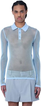 Gucci Technische Mesh Polo Top met Embossing - Heren - Polos - Blauw - M - Tops
