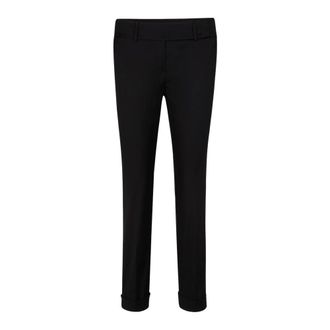 Windsor Pantalones de traje de popelina de algod&oacute;n el&aacute;stico con dobladillo - Trousers - Mujer - Negro - 2XL