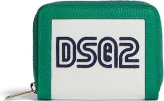 Dsquared2 logo-embroidered leather wallet - men - Cotton/Calf Leather - One Size - Green