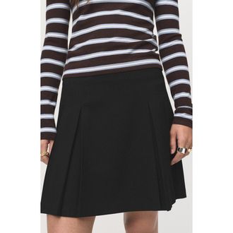 Mango Pleated Miniskirt in Black at Nordstrom, Size 6