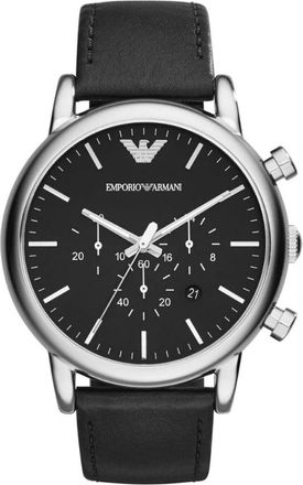 Emporio Armani Accessoires, Heren, Grijs, ONE Size, Leer, Luigi Chronograph