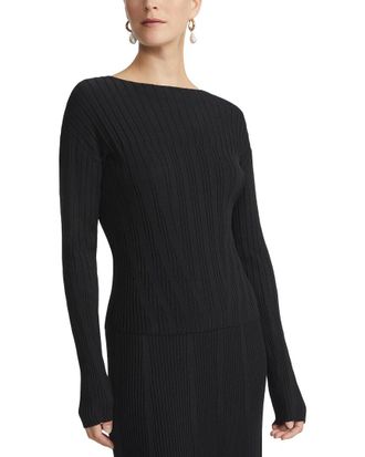 Lafayette 148 New York Ribbed Bateau Neck Sweater