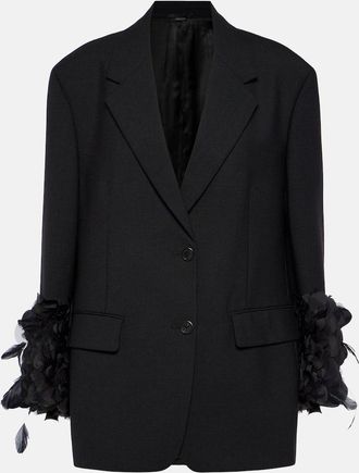 Prada Feather-trimmed wool blazer