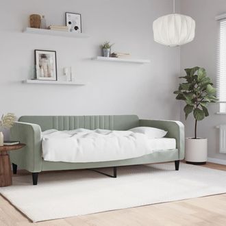 vidaXL Sof&aacute; Cama Con Colch&oacute;n Terciopelo Gris Claro 90x190 Cm Vidaxl