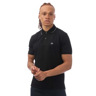 C.P. Company Mens Stretch Piquet Polo Shirt in Black Cotton - Size Medium