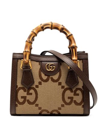 Gucci 2016-2025 Mini Jumbo GG Canvas Bamboo Diana satchel - women - Calf Leather/Canvas/Leather - One Size - Brown