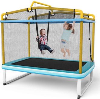 Costway 3 En 1 Cama Elastica Infantil, Trampol&iacute;n Para Ni&ntilde;os Multifuncional Con Columpio Y Barra Horizontal, Con Red De Protecci&oacute;n, Para Exterior/interior, 190