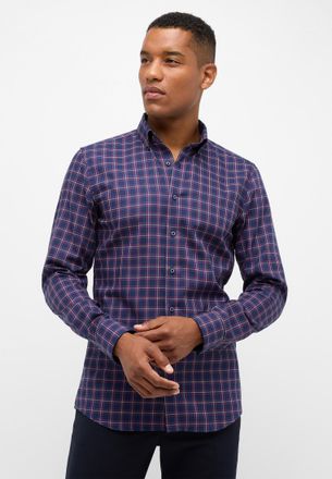 Eterna Langarmhemd ETERNA SLIM FIT, Herren, Gr. 39, Normalgr&ouml;ssen, dunkelblau, 100% Baumwolle, schmal, Manschette, Hemden Langarmhemd, NON IRON (b&uuml;gelfrei)