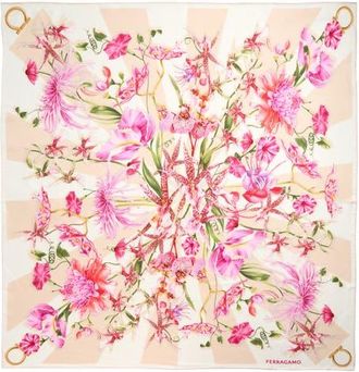 Ferragamo Gaia Floral Silk Square Scarf in Light Ballet/ivory at Nordstrom