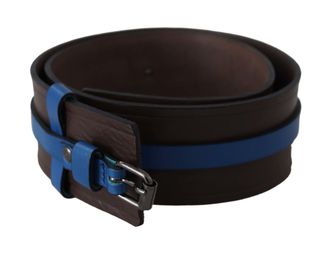 Costume National Thin blue Line Leather Buckle Womens Belt