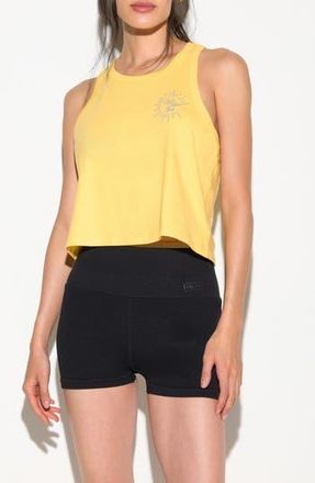 Spiritual Gangster High Vibe Jones Racerback Cotton Graphic Tank in Mellow Yellow at Nordstrom Rack, Size X-Small