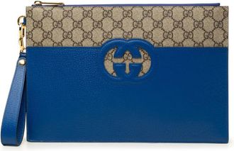 Gucci Pre-owned Gucci GG Supreme and Calfskin Cut Out Interlocking G Clutch Ladies 8L96WVOPW99EGN1C