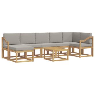 vidaXL Conjunto De Sof&aacute;s De Exterior 8 Pcs Blanco Y Gris Claro Vidaxl