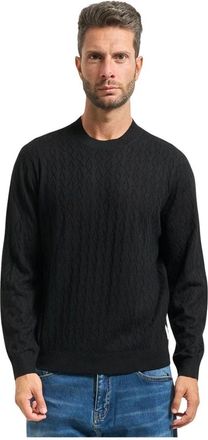 A|X Armani Exchange Golfpatroon Crew Neck Sweater - Heren - Ronde hals truien - Zwart - 3XL - Wol - Truien & Vesten