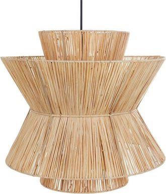 Beliani Beliani - Hanging Pendant Light Lamp Lightning Straw Shade Iron Base Boho Style Natural Telamba