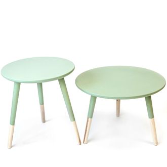Muemue Mesita Auxiliar Set De 2 Verde 45x39.5x39.5cm