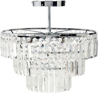 Beliani Lámpara de araña elegante fabricada en vidrio y metal en color plateado Ameneiro