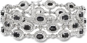Ross-Simons Sapphire 3-Row Bracelet With Single Diamond in Sterling Silver