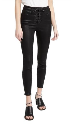 Good American Womens Good Waist Lace Up Jeans In Black