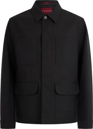 Gucci Light Jackets, male, Black, Size: M Wool Jacket with Buttons