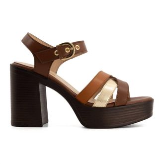 Andrea Womens Ankle Strap Heeled Sandals In Brown
